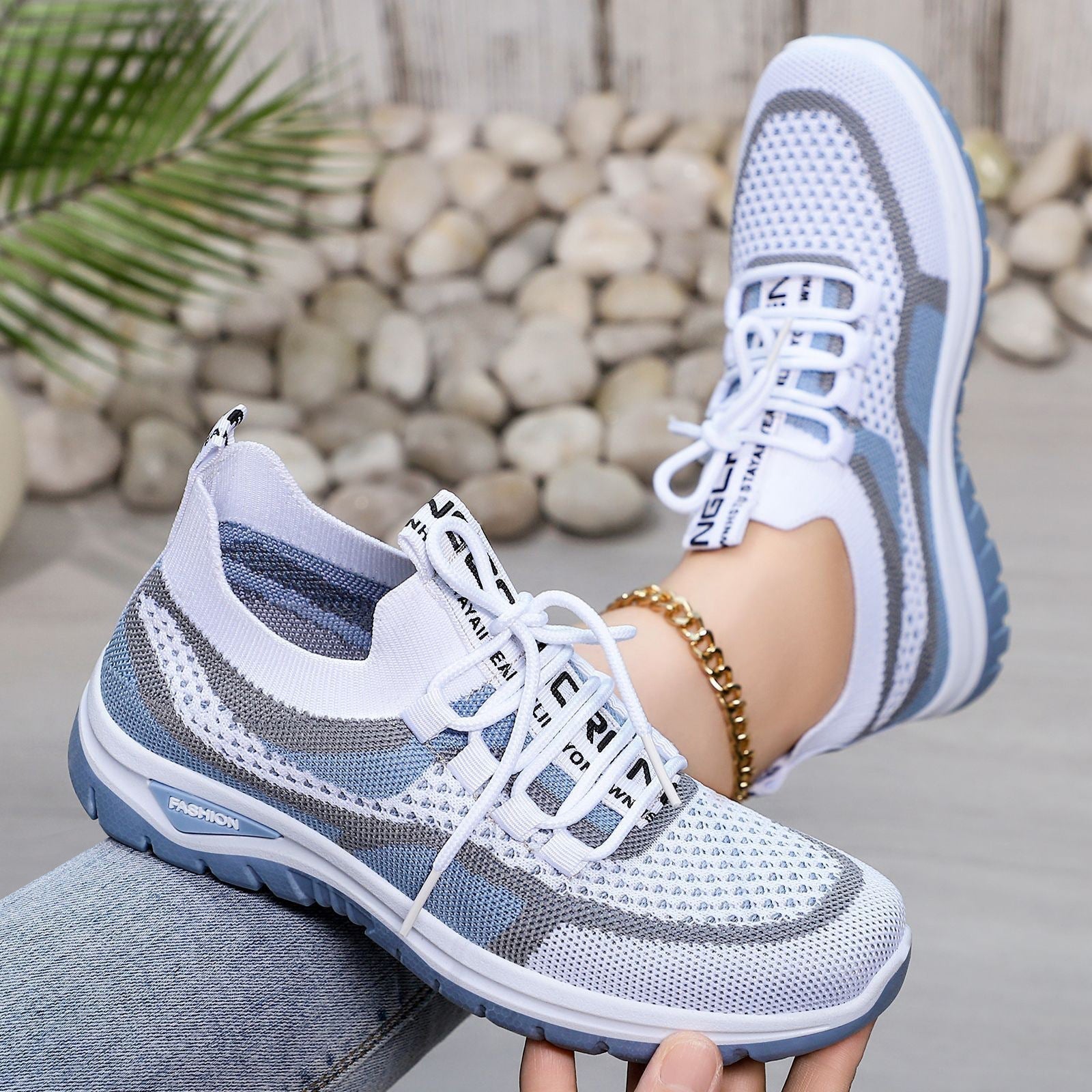 Damen Komfortable und atmungsaktive Sneakers mit elastischem Einstieg und flexibler Sohle R&B