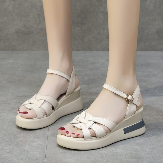 Damen Wedge-Sandalen mit modischem Flecht-Design und komfortablem Fußbett R&B