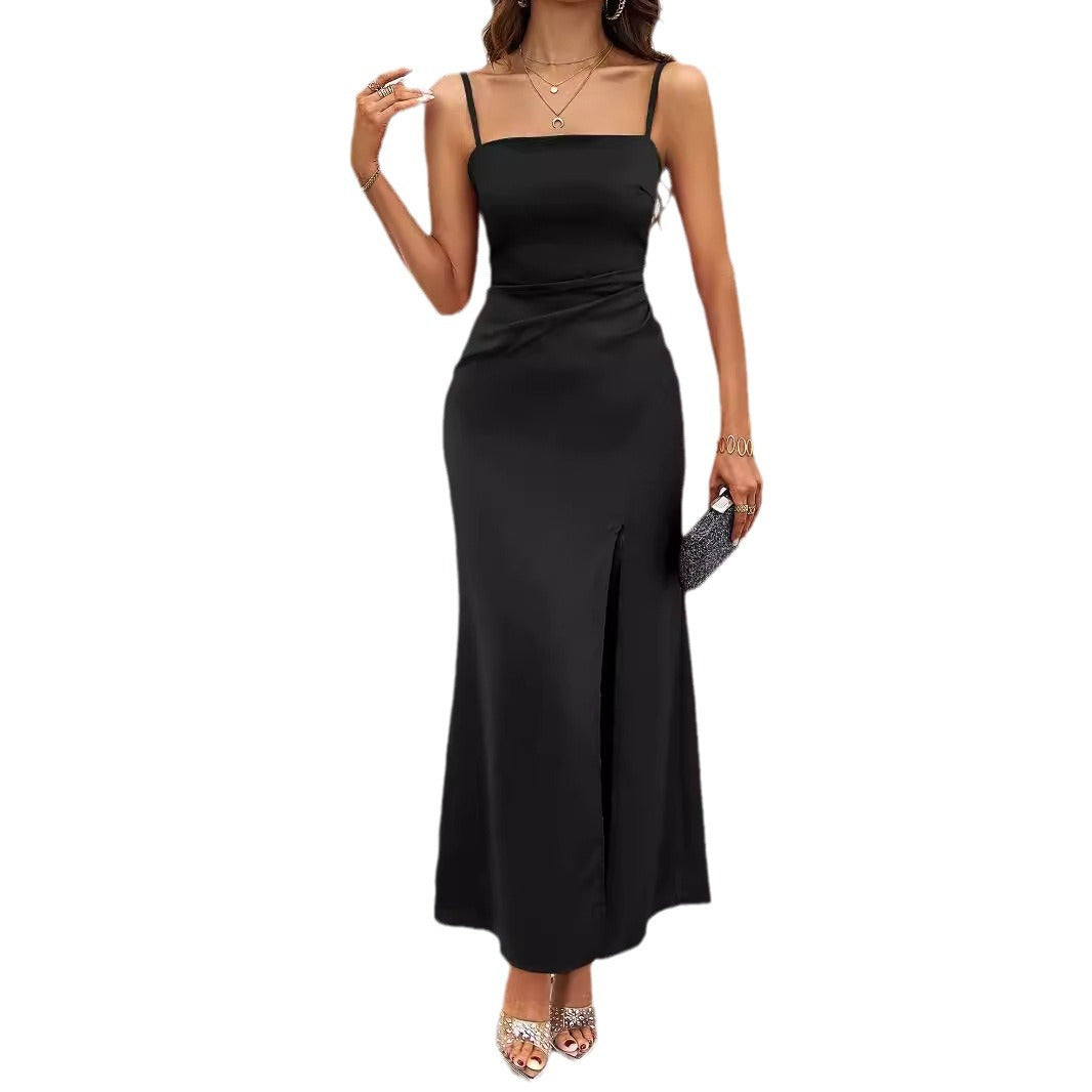 Damen Elegantes Maxikleid mit schmalen Trägern und seitlichem Schlitz R&B