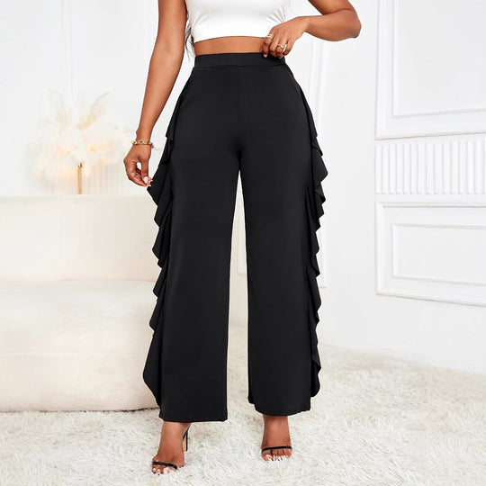 Damen Fließende Palazzo-Hose mit Rüschendetails R&B