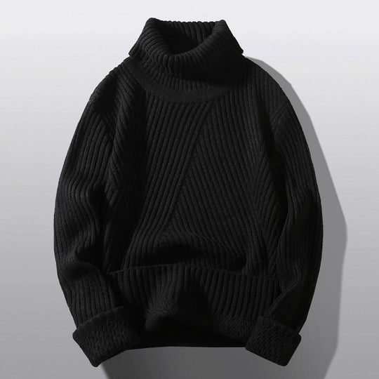 Damen Grobstrick-Rollkragenpullover mit aufwendigem Rippmuster R&B