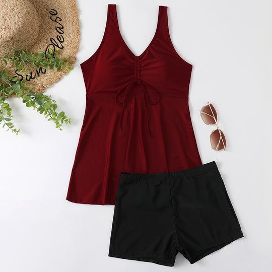 Damen Tankini-Set mit modischem Blumendruck und Rüschen R&B