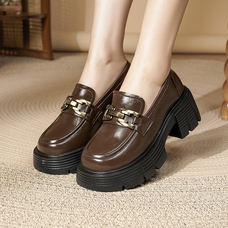 Damen Chunky Loafers mit luxuriösem Goldschmuckdetail und rutschfester Sohle R&B