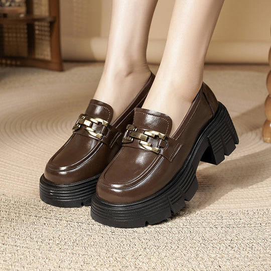 Damen Chunky Loafers mit luxuriösem Goldschmuckdetail und rutschfester Sohle R&B