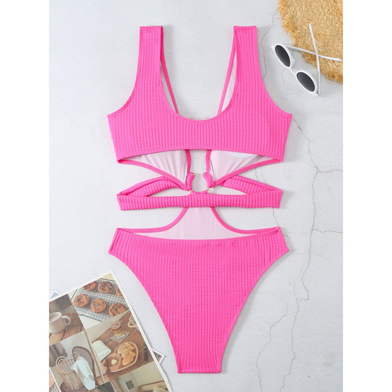 Damen Cut-Out Badeanzug mit elegantem Wickeldetail R&B