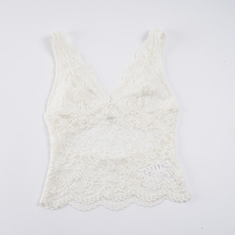 Damen Spitzen-Camisole mit tiefem V-Ausschnitt und eleganter Spitze R&B
