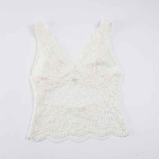Damen Spitzen-Camisole mit tiefem V-Ausschnitt und eleganter Spitze R&B