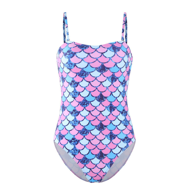 Damen Einteiler Badeanzug mit verspieltem Schuppenmuster und elegantem Schnitt R&B