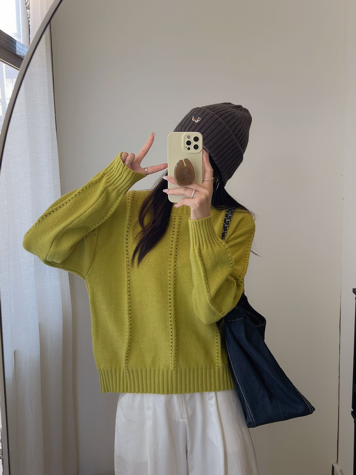 Damen Gemusterter Strickpullover mit bequemen Oversized-Schnitten