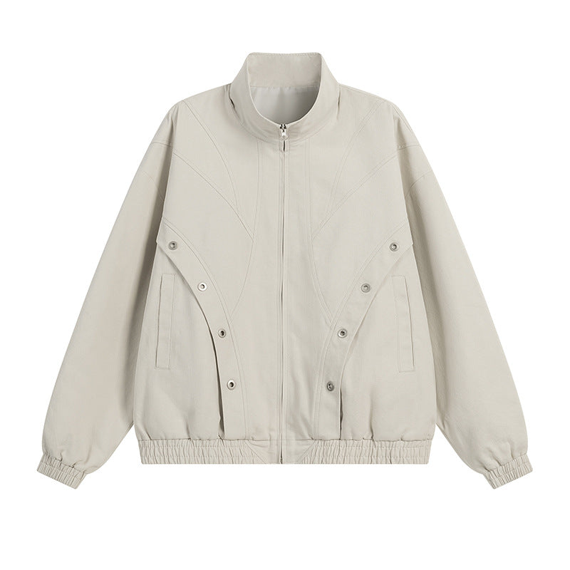 Damen modische Übergangsjacke mit hohem Kragen und praktischen Druckknopfdetails R&B