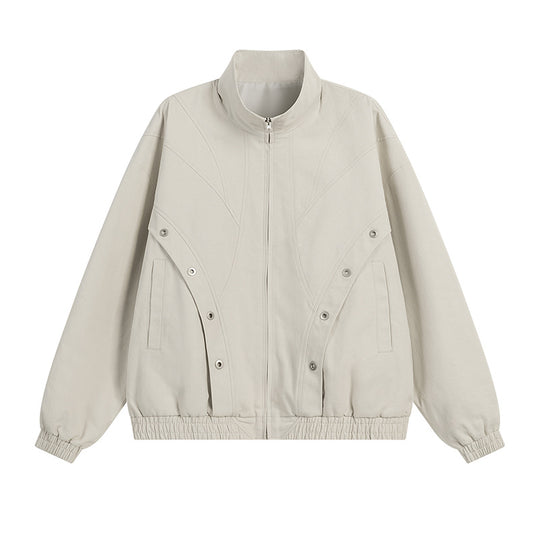 Damen modische Übergangsjacke mit hohem Kragen und praktischen Druckknopfdetails R&B