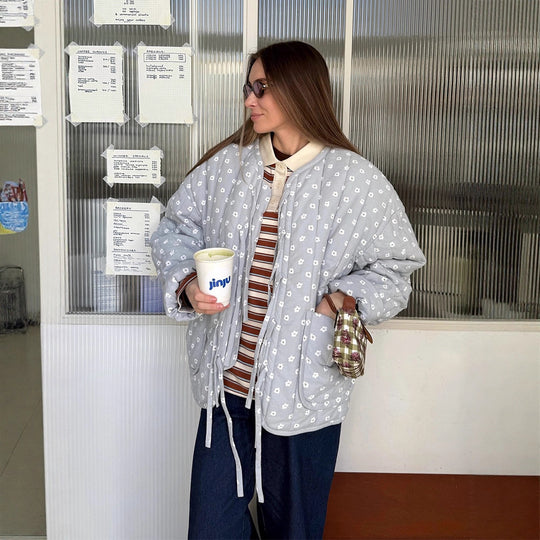 Damen Steppjacke mit großflächigen Punkten und lockerer Passform R&B