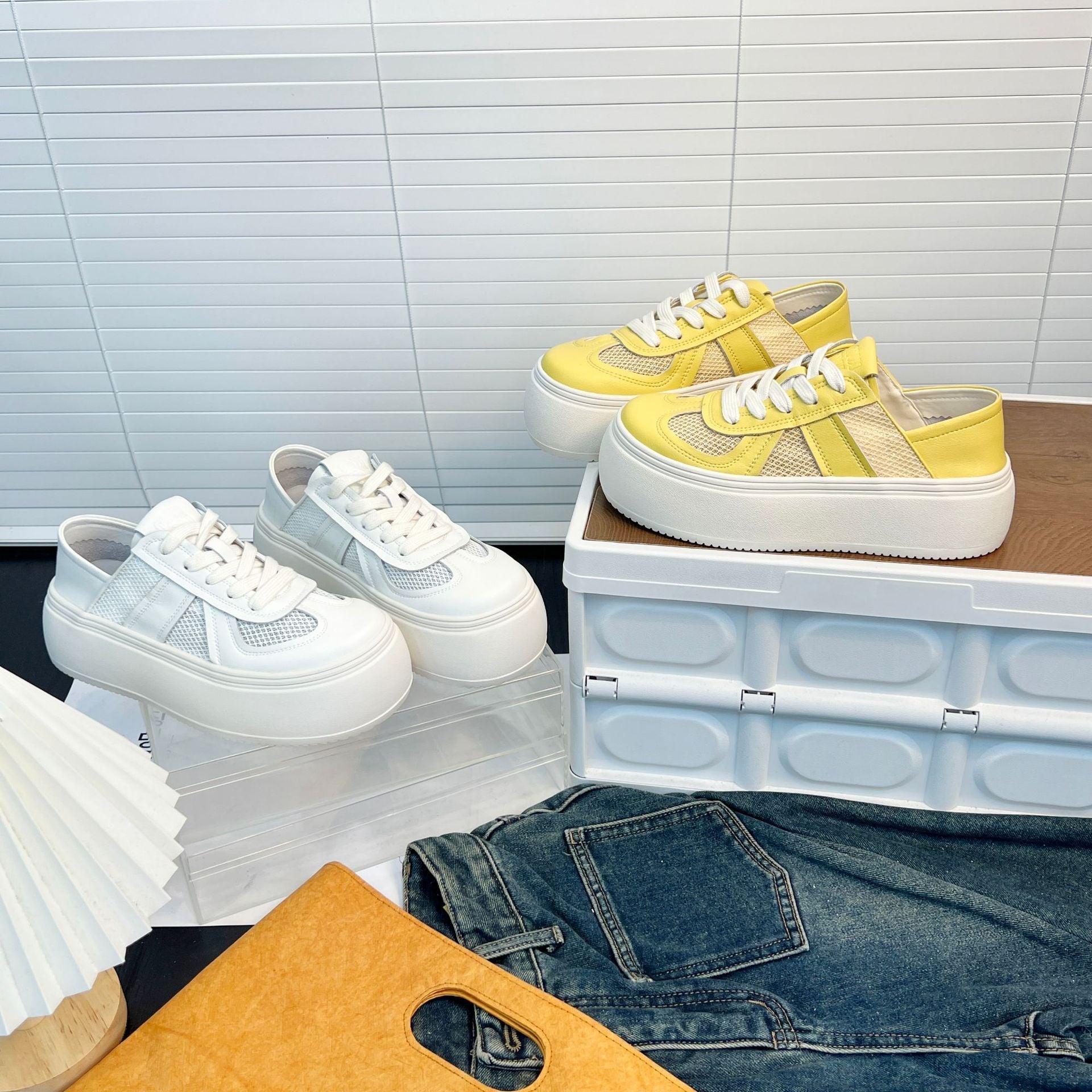Damen Platform Sneakers mit atmungsaktiver Netzstruktur und komfortabler Sohle R&B