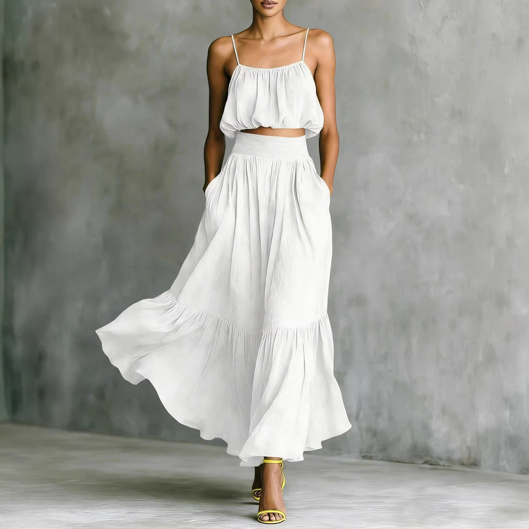 Damen Sommerliches Zweiteiler-Kleid mit fließendem Schnitt und praktischen Taschen R&B