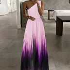 Damen Maxikleid mit asymmetrischem Schnitt und elegantem Farbverlauf R&B