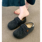 Damen Fleece Clogs mit praktischem Knopfverschluss und rutschfester Sohle R&B
