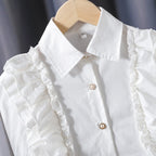 Mädchen Bluse mit Rüschendetails und eleganten Puffärmeln R&B