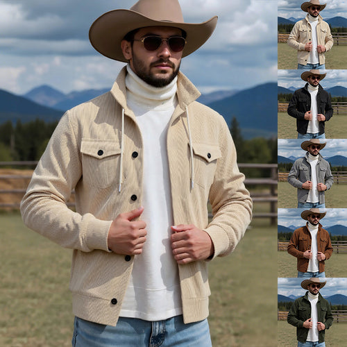 Herren Cordjacke mit verstellbarem Kordelzug und praktischen Brusttaschen R&B