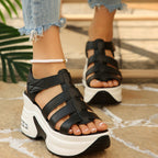 Damen Wedge-Sandalen mit verstellbaren Riemen und luftiger Sohle R&B