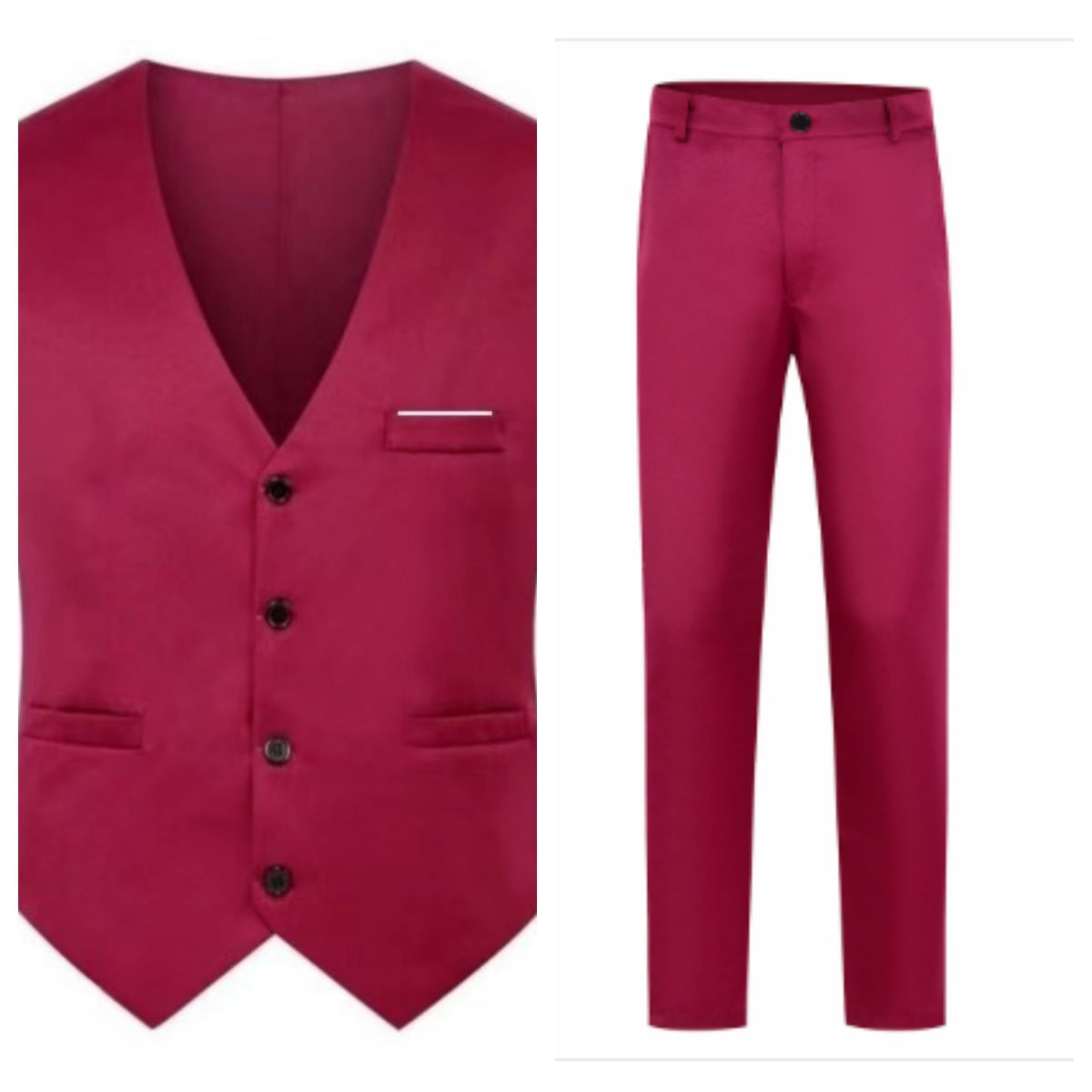 Herren nan elegante Satinweste mit V-Ausschnitt und schmal geschnittene Anzughose R&B