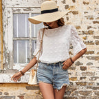 Damen Bluse mit eleganten Puffärmeln und trendigen Texturdetails R&B