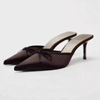 Damen elegant spitze Mules mit Schleifenverzierung R&B