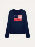Damen Strickpullover mit amerikanischem Flaggenmotiv R&B