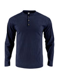 Herren Langarmshirt mit modischer Stehkragen und Knopfleiste R&B