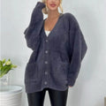 Damen Flauschiger Cardigan mit großen Taschen und lockerer Passform