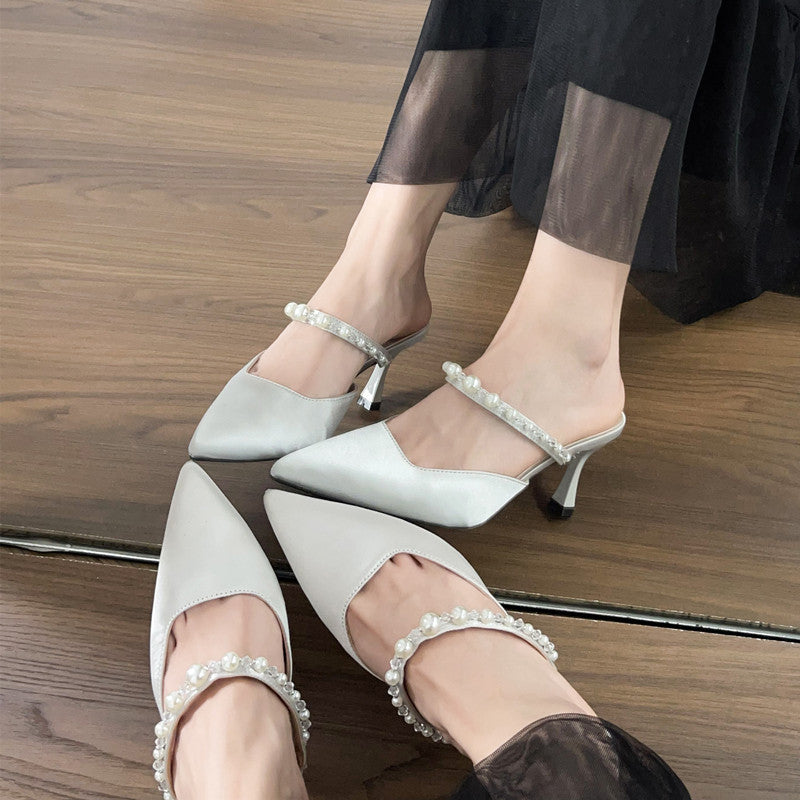 Damen Elegante Slingback-Pumps mit modischen Perlenakzenten R&B