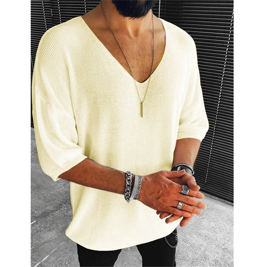 Herren Übergröße V-Ausschnitt Pullover R&B