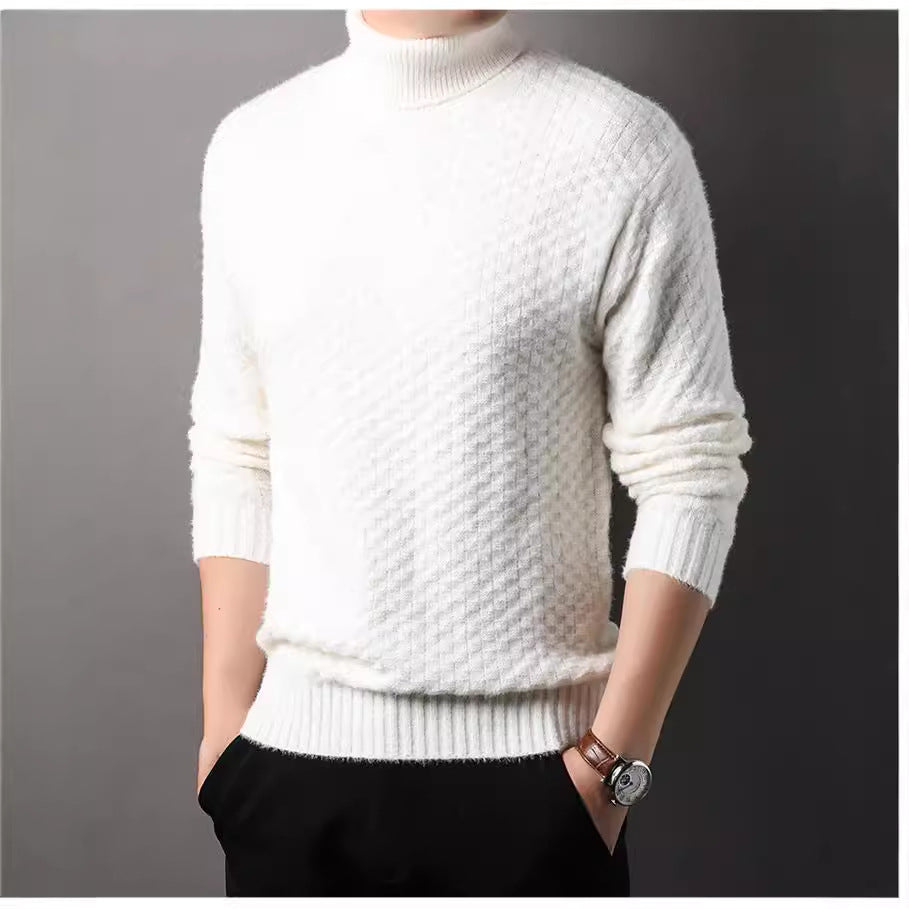 Herren Strickpullover mit hohem Kragen und strukturiertem Design R&B