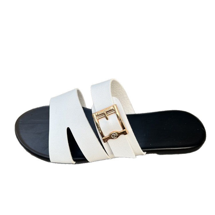 Damen Elegante und komfortable Riemchen-Sandalen mit schöner Schnallen-Applikation R&B