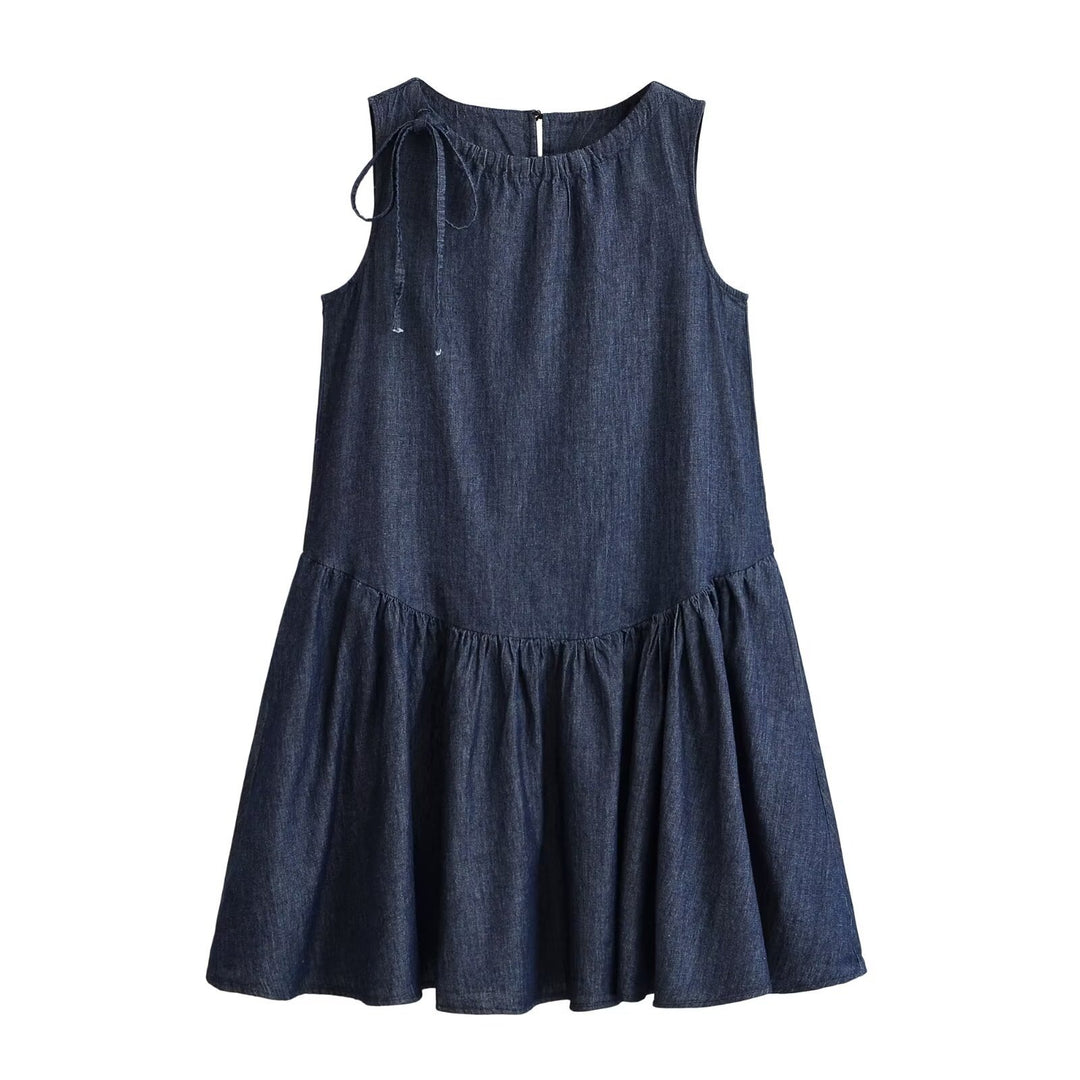 Damen Sommerkleid mit voluminösem Rocksaum und raffiniertem Schnürdetail R&B