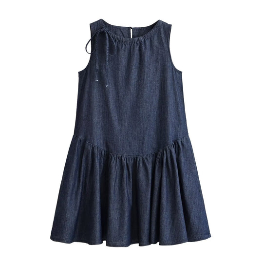 Damen Sommerkleid mit voluminösem Rocksaum und raffiniertem Schnürdetail R&B