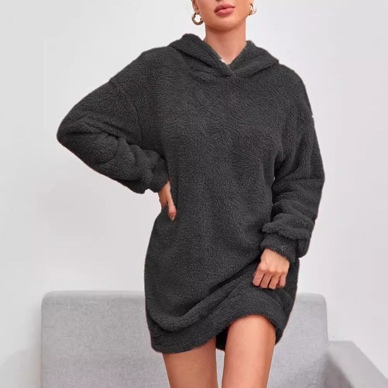 Damen Kuscheliger Oversize-Hoodiekleid aus weichem Fleece R&B