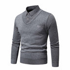 Herren Strickpullover mit V-Ausschnitt und modernem Rippenmuster