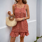 Damen Sommerliches Kleid mit Rüschendetails und praktischem Knopfverschluss R&B