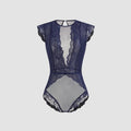 Damen Elegantes Spitzenbody mit tiefem V-Ausschnitt und zarten Rüschendetails R&B