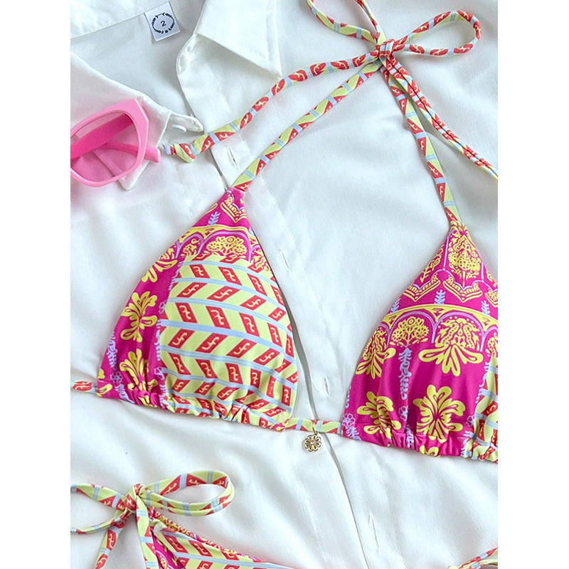 Damen Triangel-Bikini mit verstellbaren BindR&Bändern und raffinierten Mustern R&B