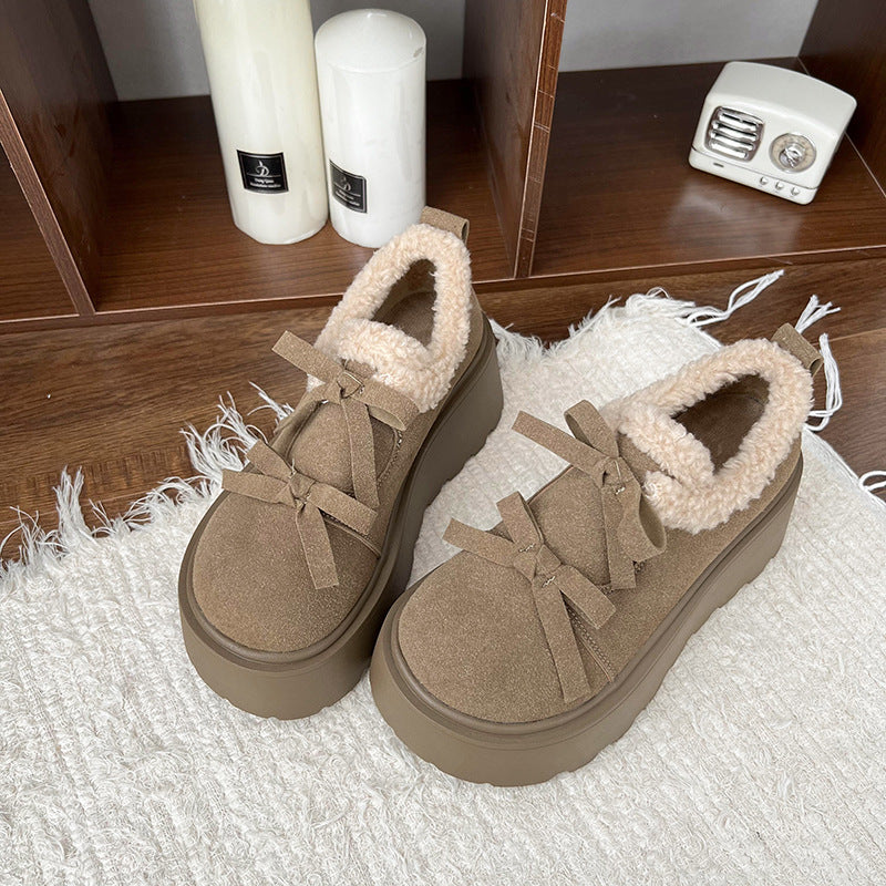 Damen Komfortable Plateau-Schuhe mit weichem Lammfell-Design R&B