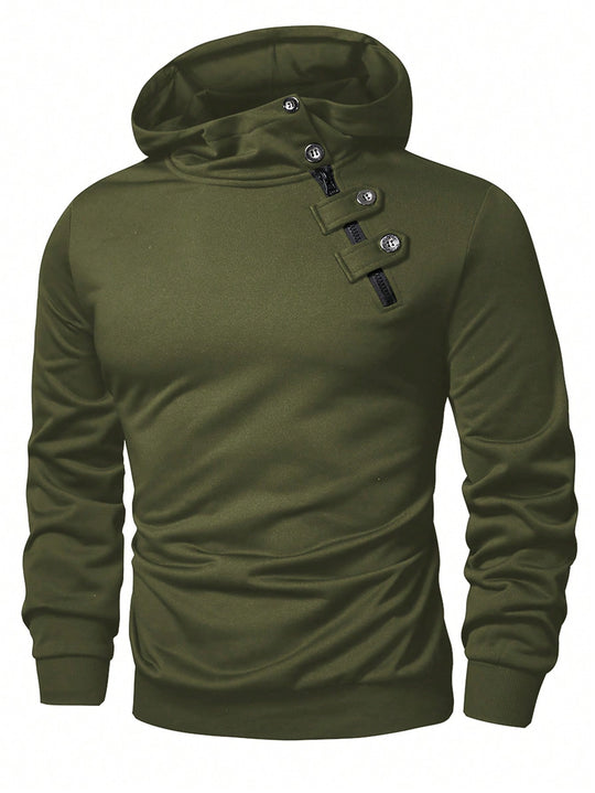 Herren Hoodie mit innovativem Kragen und praktischer Taschenlösung R&B