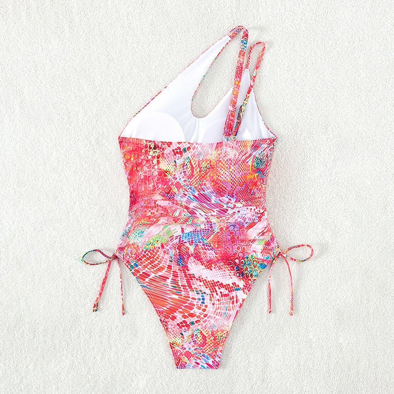Damen Einseitiger Cut-Out Badeanzug mit verstellbaren Schnürdetails R&B
