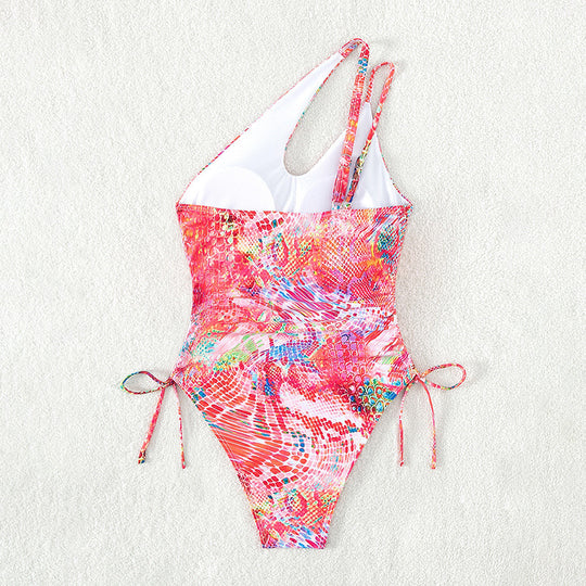 Damen Einseitiger Cut-Out Badeanzug mit verstellbaren Schnürdetails R&B