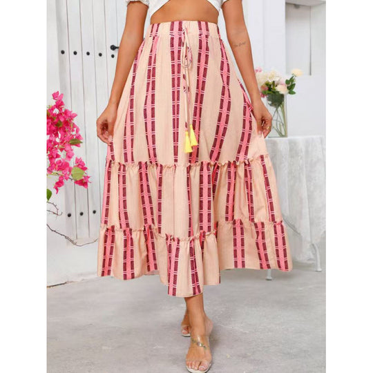Damen Maxi-Rock mit voluminösen Rüschendetails und knöchellanger Passform R&B
