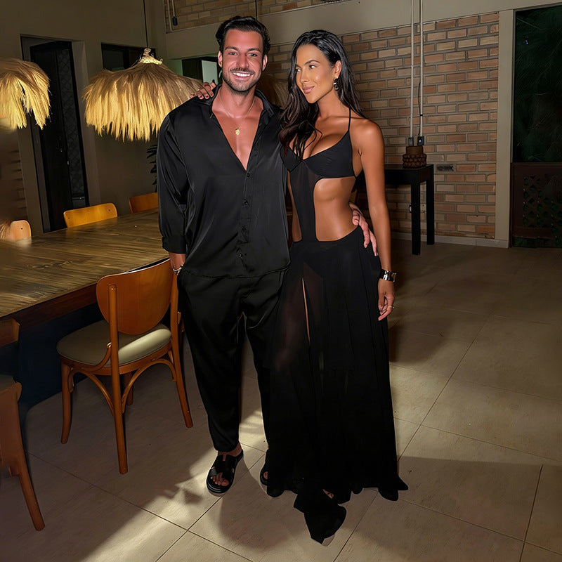 Damen Bikinikleid mit transparentem Rock und stilvollen Cut-Outs R&B