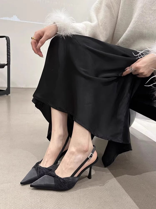 Damen elegante Slingback Pumps mit Rüschendesign R&B