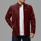 Herren Elegante Kunstlederjacke