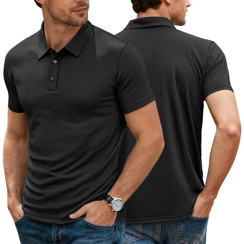 Herren nan strukturiertes Mikrojacquard-Poloshirt mit schlanker Passform und elastischem Komfortstretch R&B