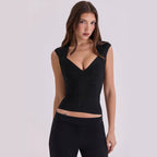 Damen figurformendes Top mit R&Brnem V-Ausschnitt und hochwertigem Material R&B